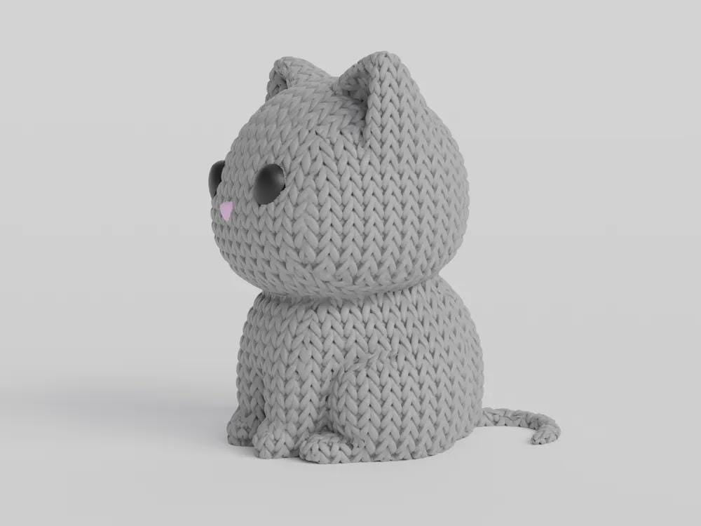 Figurine chat effet tricot