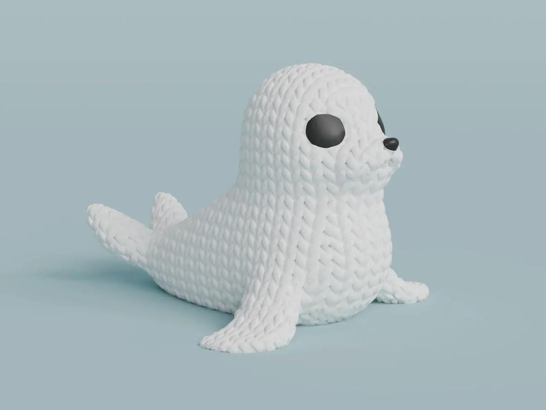 Figurine otarie effet tricot