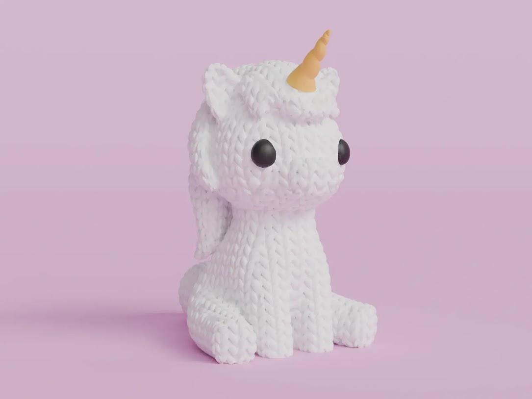 Figurine licorne effet tricot