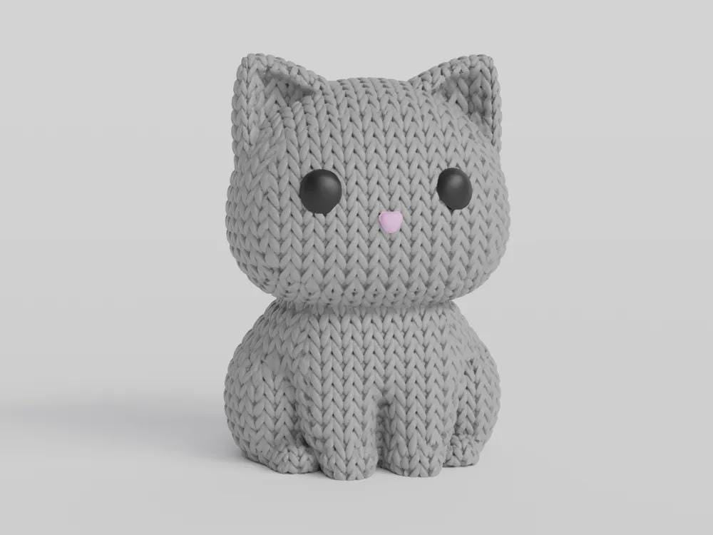 Figurine chat effet tricot