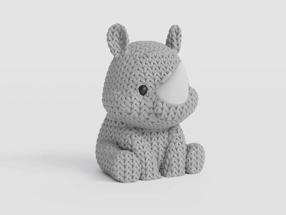 Figurine rhinocéros effet tricot