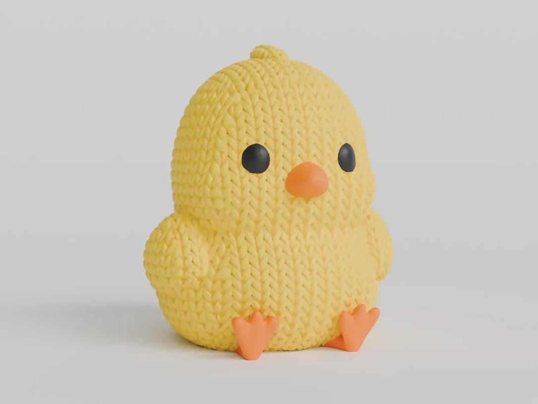 Figurine poussin effet tricot