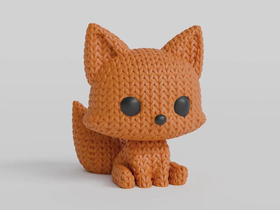 Figurine renard effet tricot