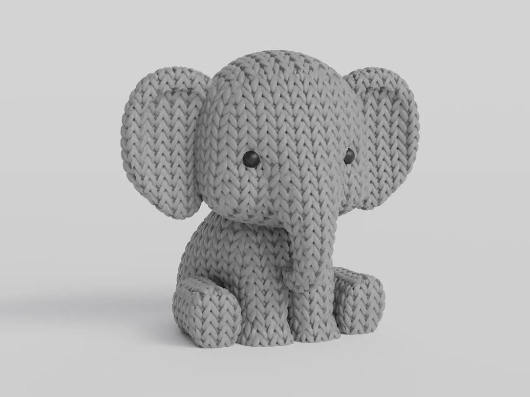 Figurine éléphant effet tricot