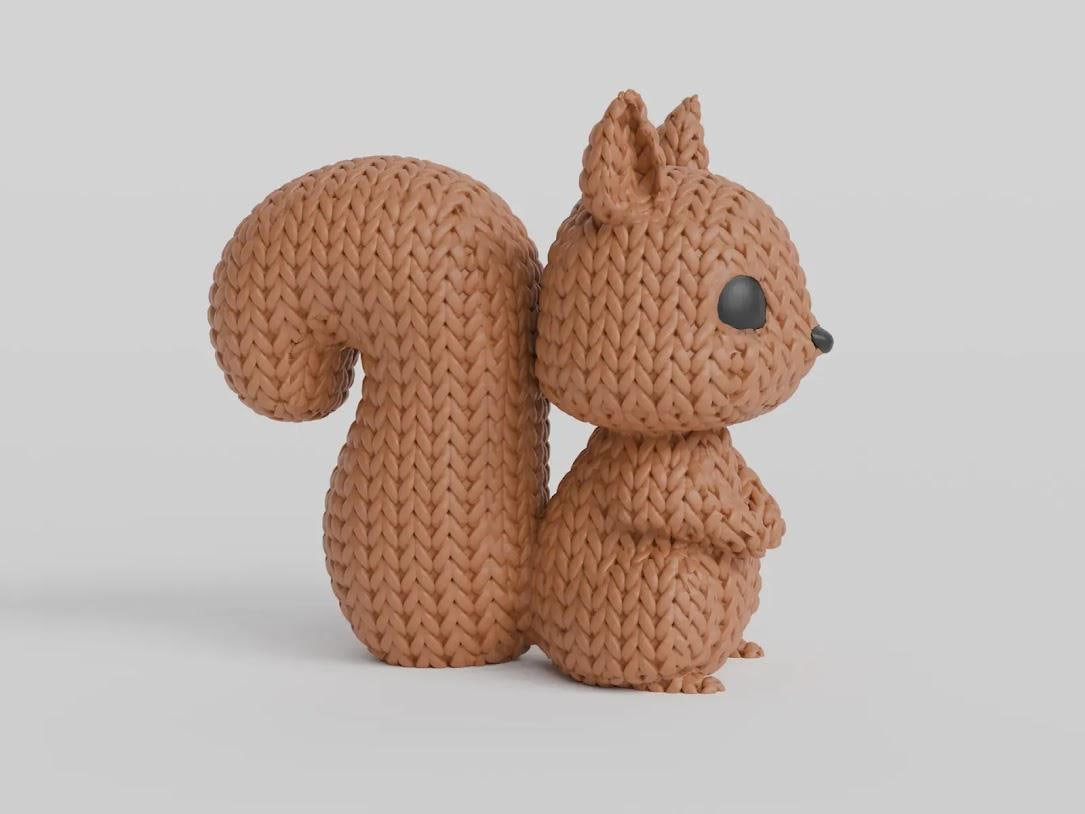 Figurine écureuil effet tricot