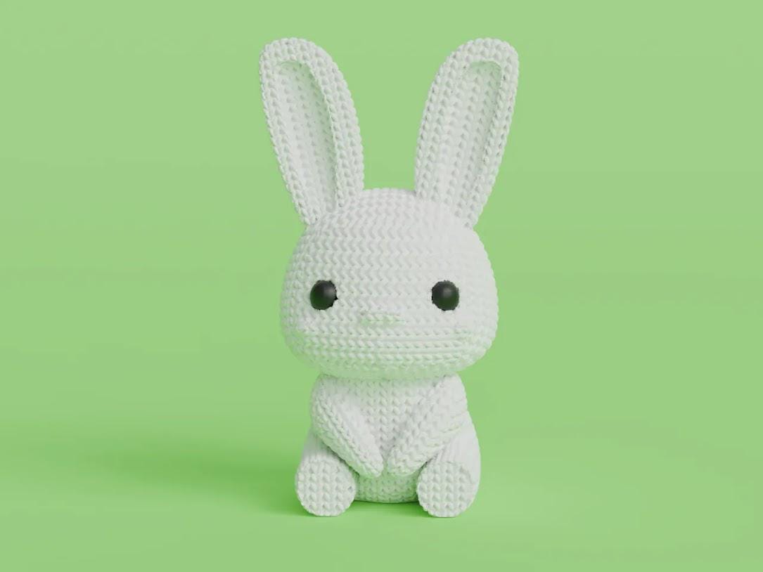Figurine lapin effet tricot