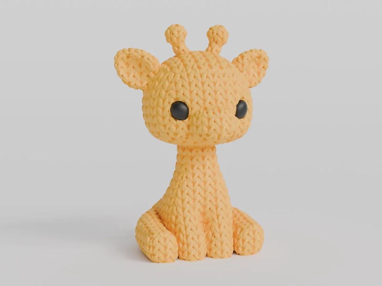 Figurine girafe effet tricot