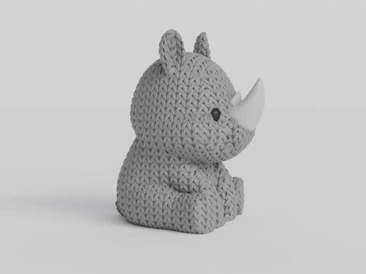 Figurine rhinocéros effet tricot