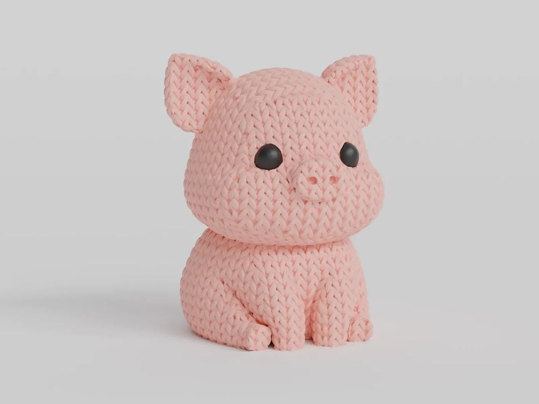 Figurine cochon effet tricot