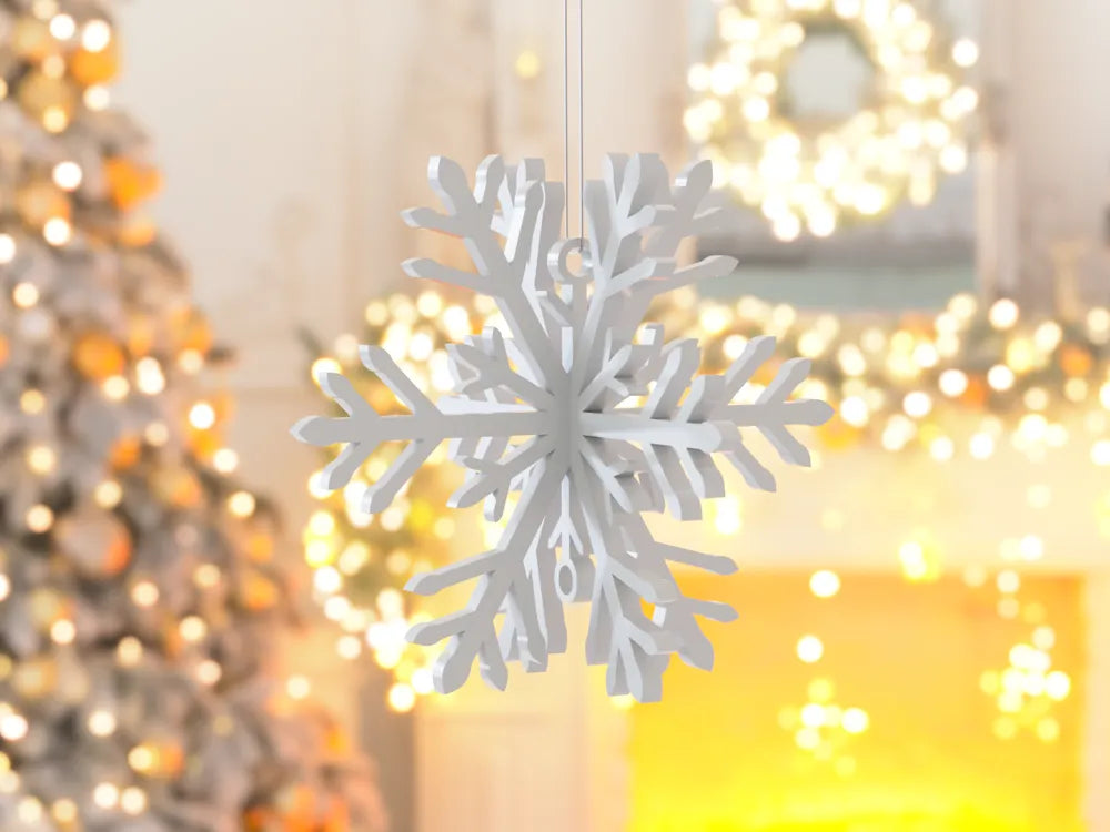 Suspension décorative en forme de Flocon de neige  - Lot de 3