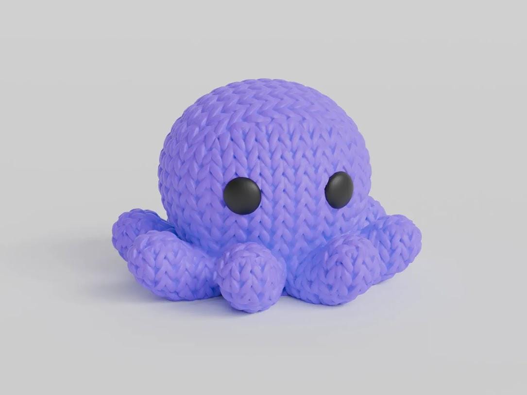 Figurine poulpe effet tricot