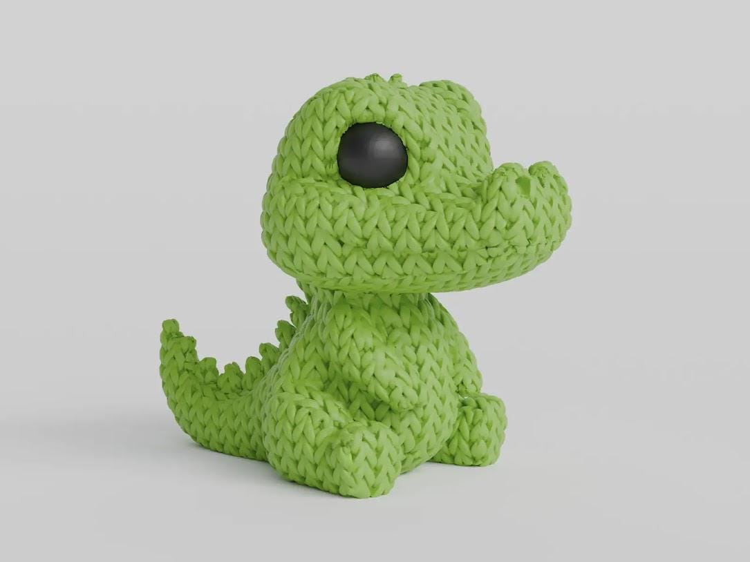 Figurine crocodile effet tricot