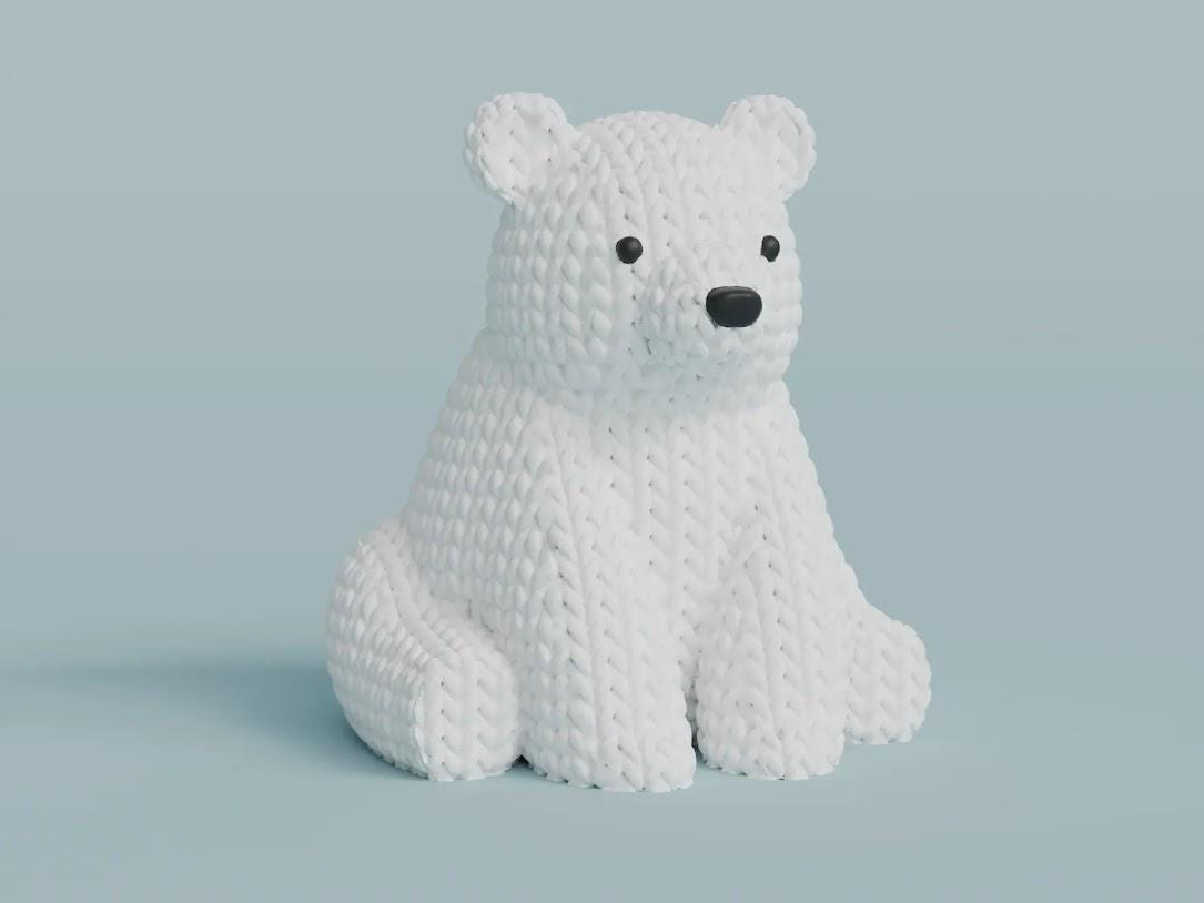 Figurine ours effet tricot
