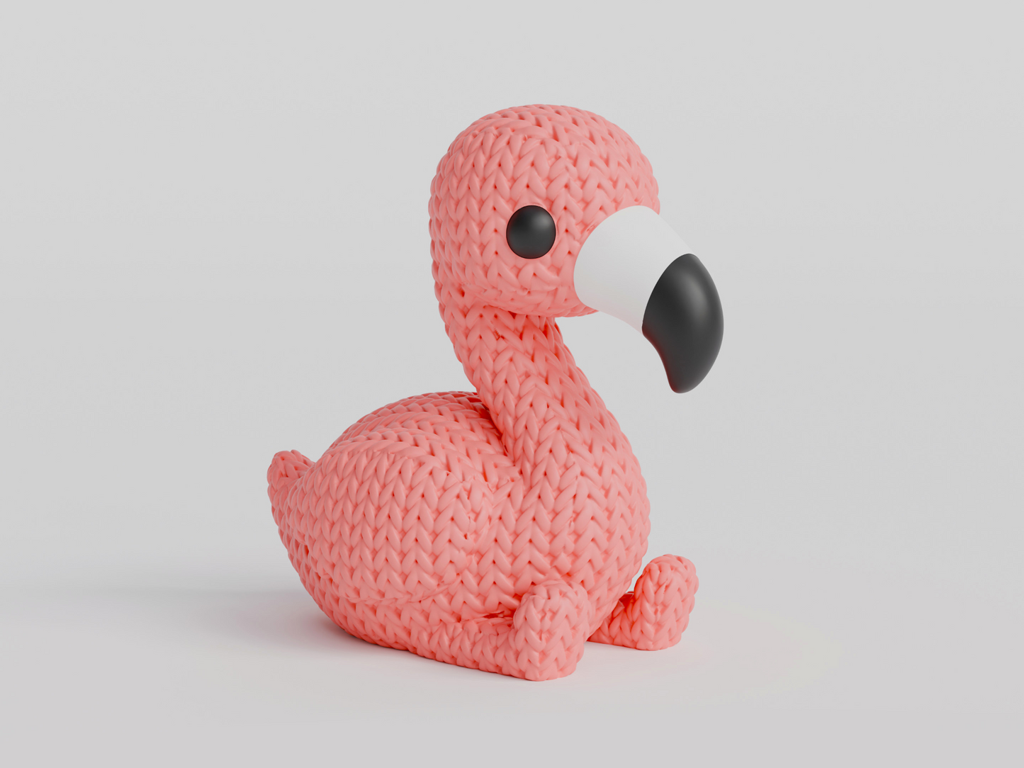 Figurine Flammant Rose effet Tricot
