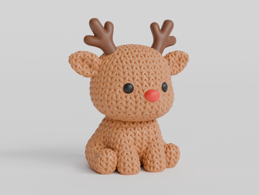 Figurine Renne de noël effet Tricot